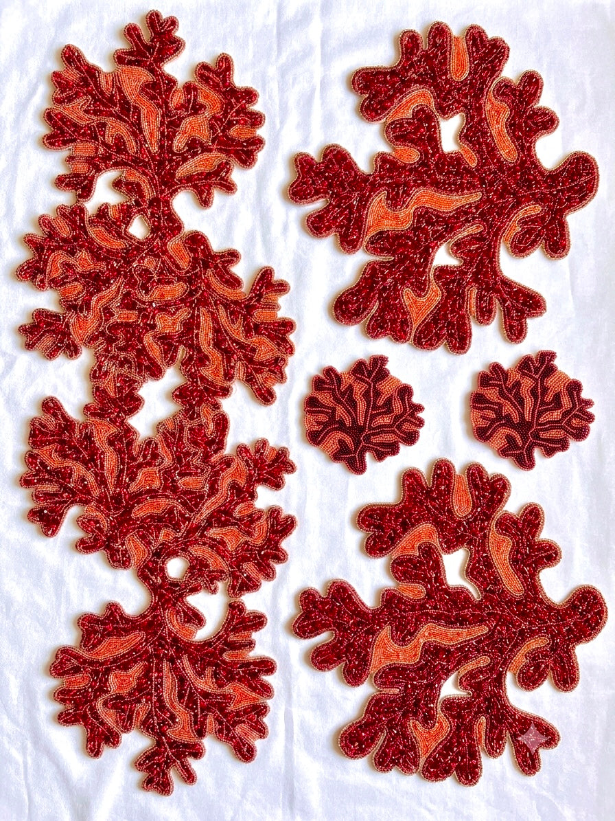 Coral Beaded Runner, Set of 1