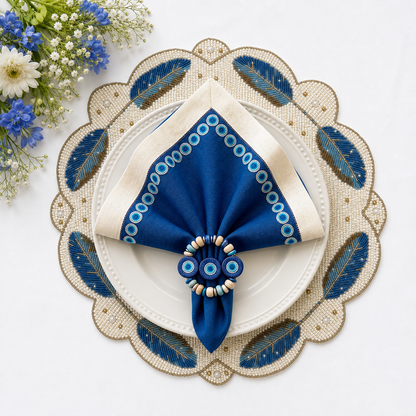 The Feathers Beaded placemat, Set of 2