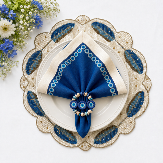 The Feathers Beaded placemat, Set of 2