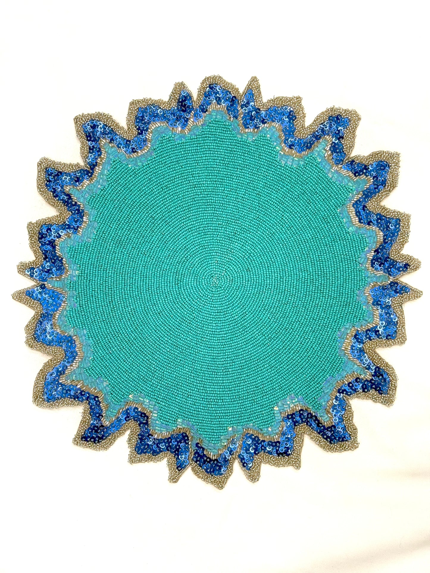 The Blue Lagoon Beaded placemat, Set of 2