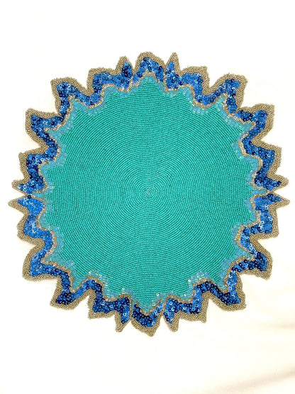 The Blue Lagoon Beaded placemat, Set of 2