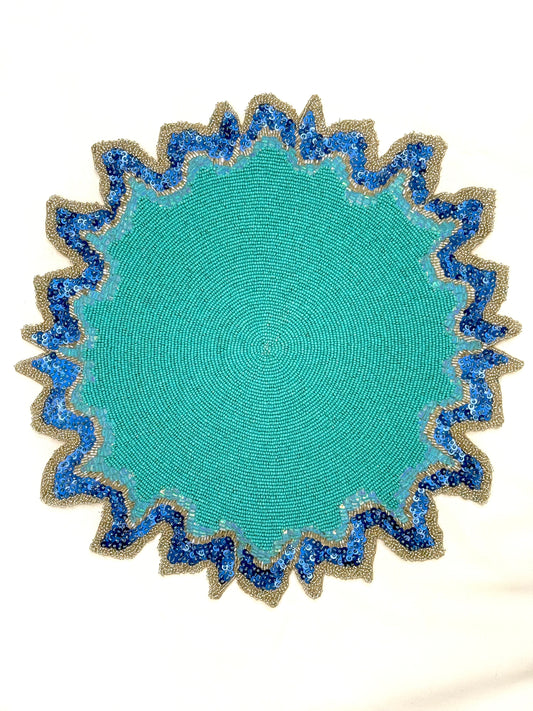 The Blue Lagoon Beaded placemat, Set of 2