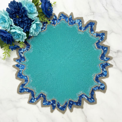 The Blue Lagoon Beaded placemat, Set of 2