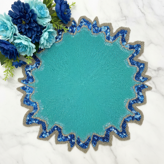 The Blue Lagoon Beaded placemat, Set of 2