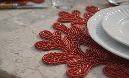 Coral Beaded Placemat, 1 piece