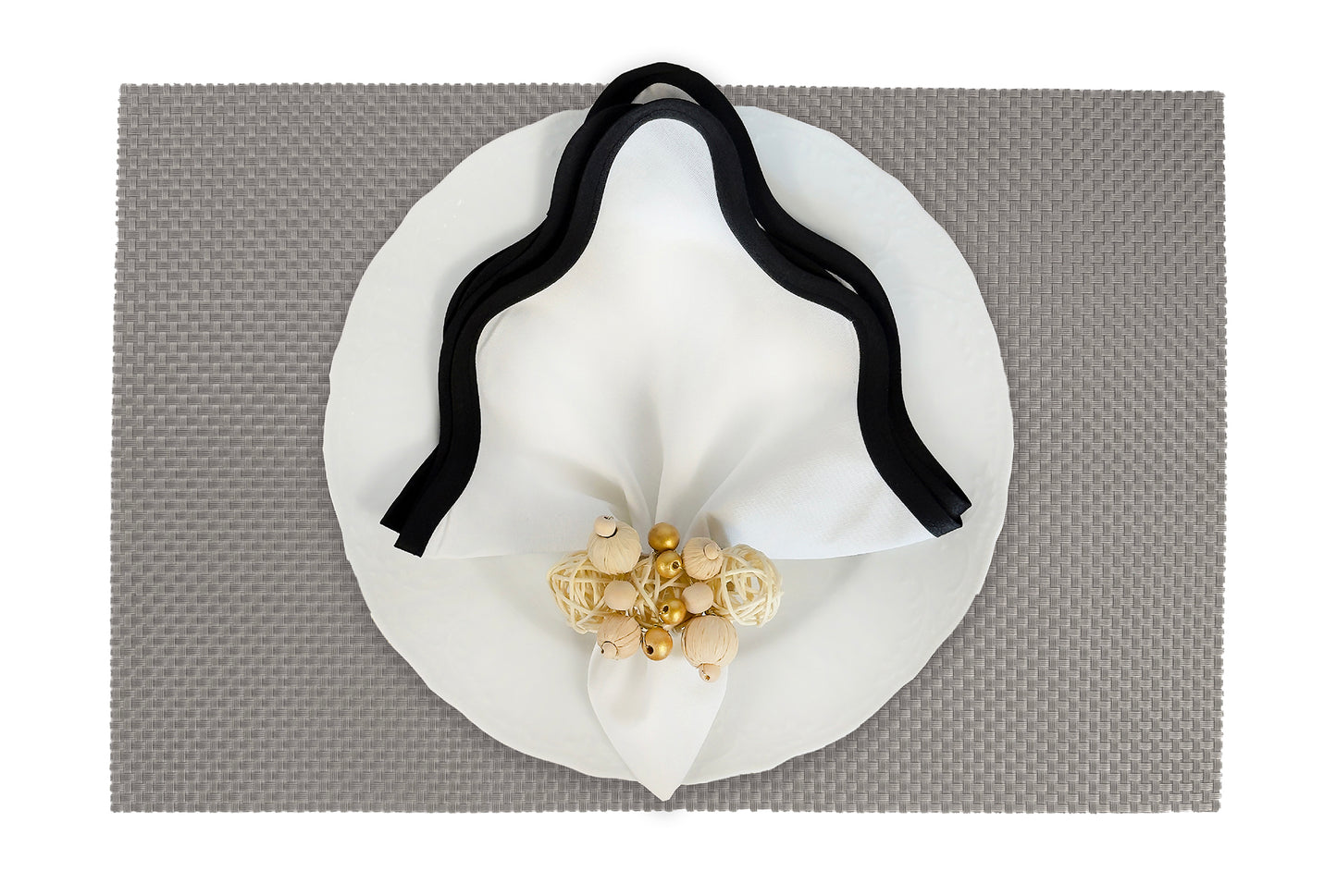 Dark Silver Large weave Rectangle Placemat, Set of 4