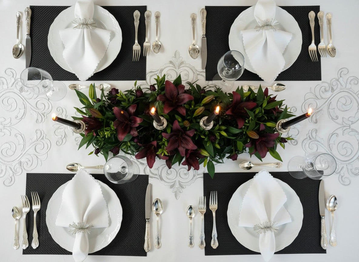 Black Small weave Rectangle Placemat, Set of 4