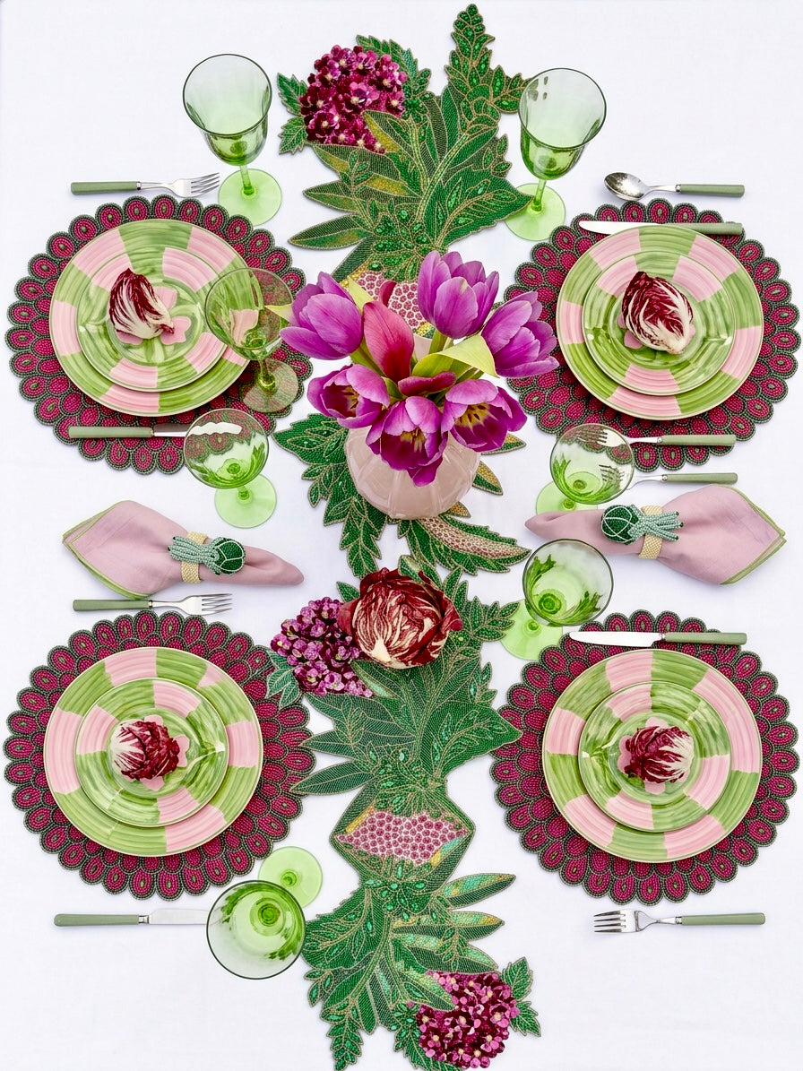 English Garden Beaded Runner , Set of 1