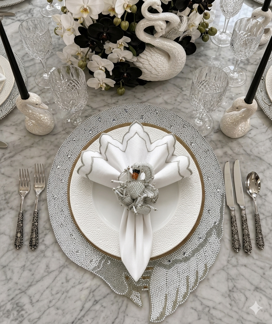 The Swan Lake Beaded placemat, 1 piece
