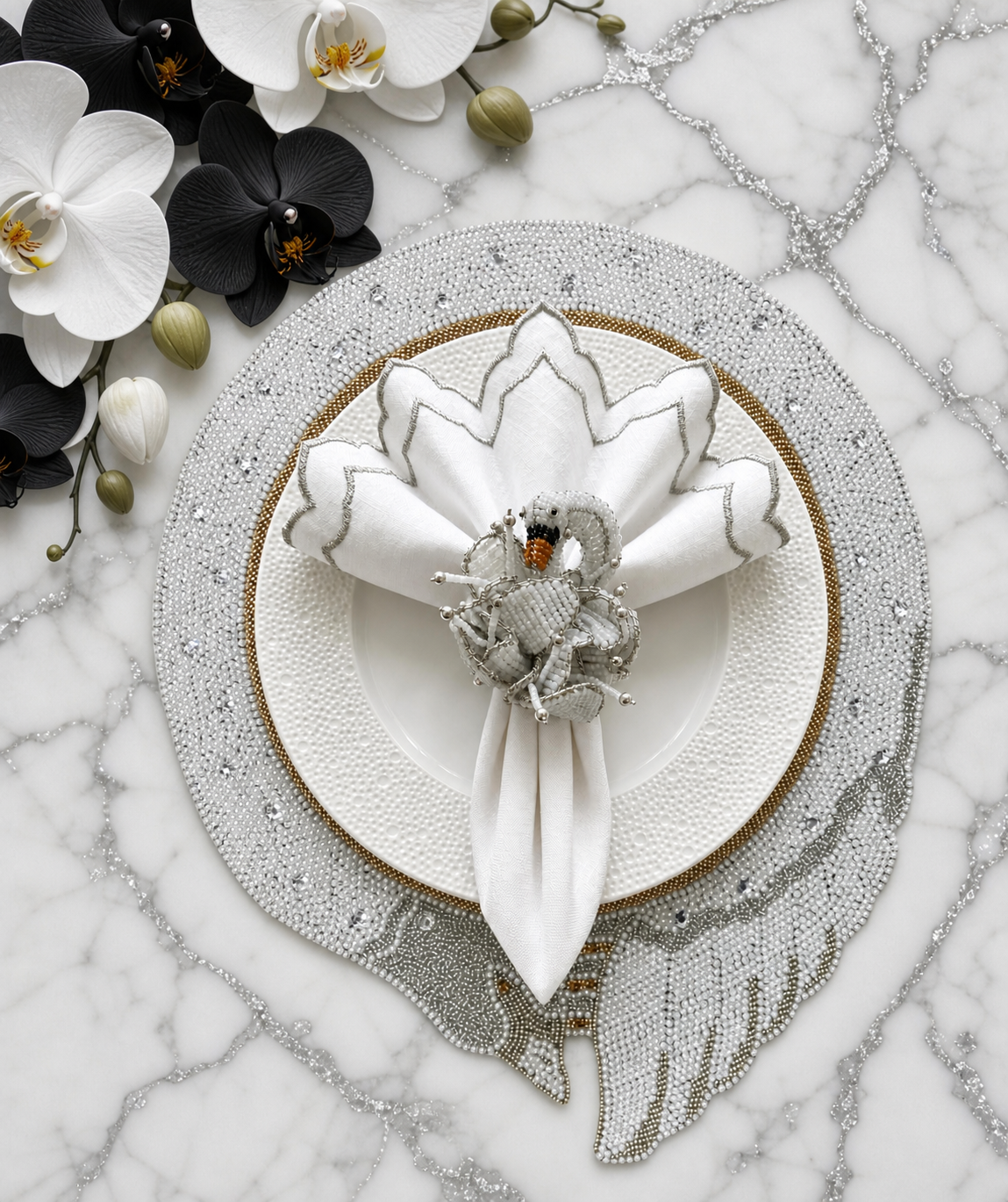 The Swan Lake Beaded placemat, 1 piece