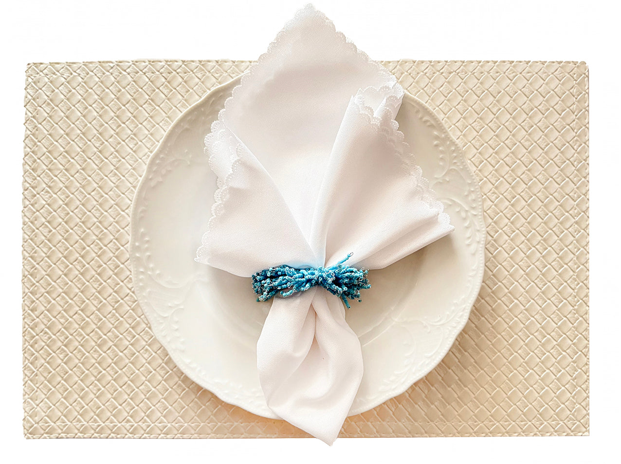 Basket Weave Rectangle Placemat in Ivory, Set of 4