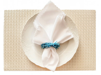 Basket Weave Rectangle Placemat in Ivory, Set of 4