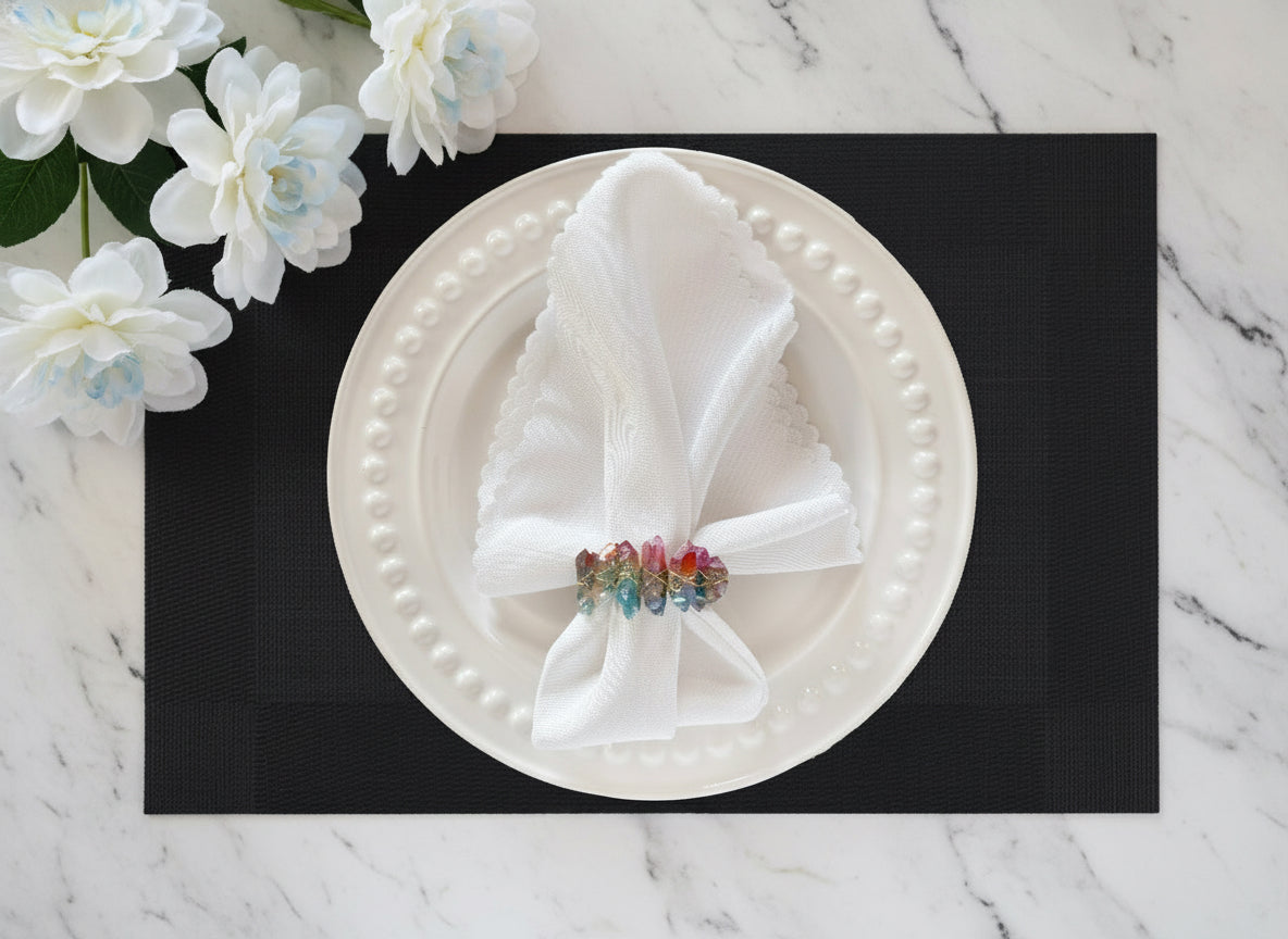 Black Rectangle Placemat, Set of 4