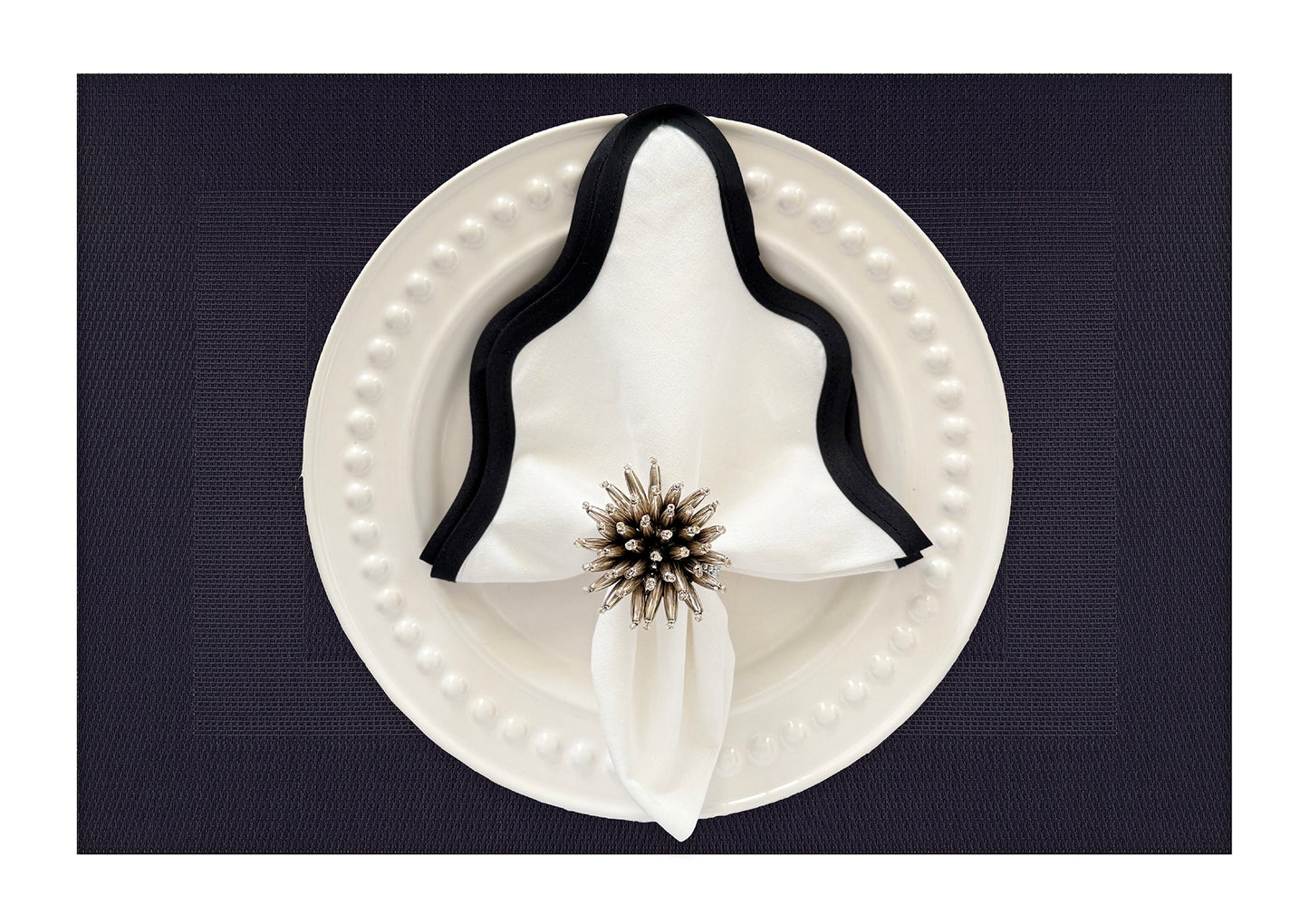 Black Border Pattern Rectangle Placemat, Set of 4