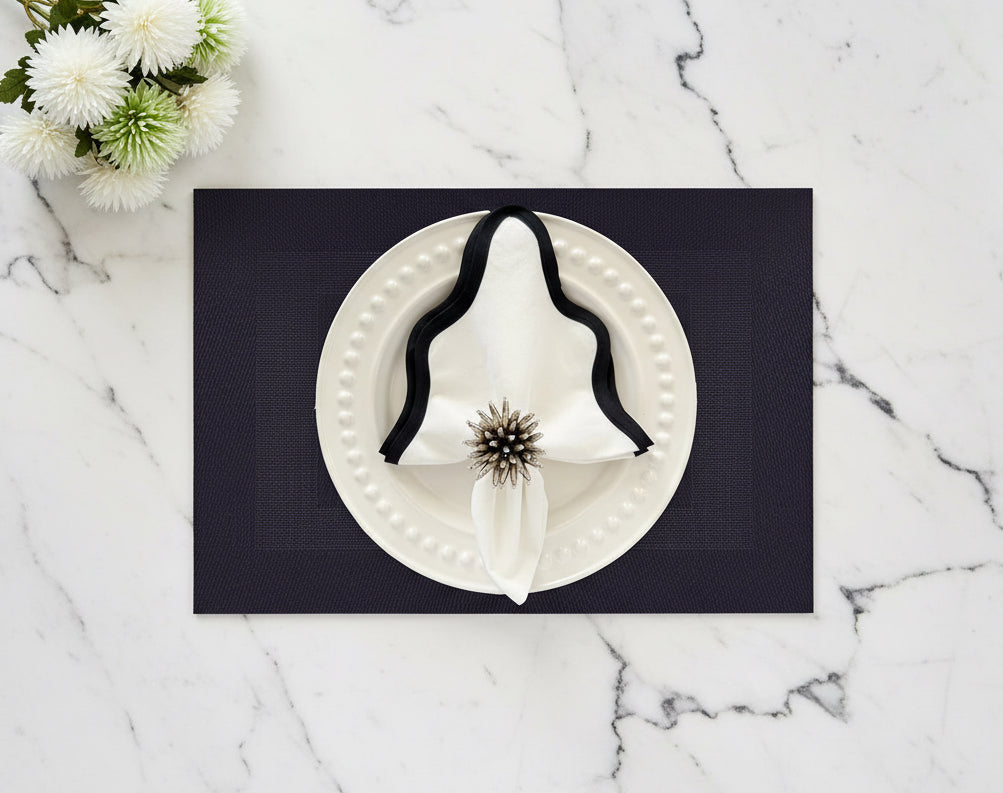 Black Border Pattern Rectangle Placemat, Set of 4