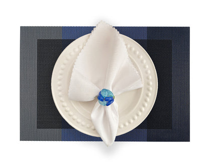 Gradient Rectangle Woven Placemat in Blue Tones, Set of 4