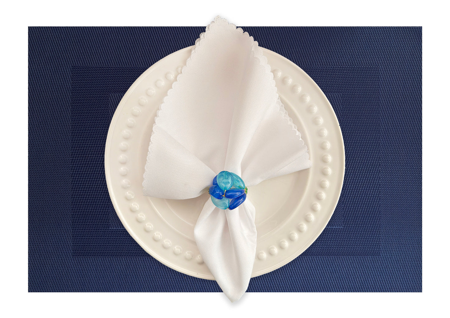 Dark Blue Border pattern Rectangle Placemat, Set of 4