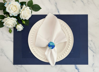 Dark Blue Border pattern Rectangle Placemat, Set of 4