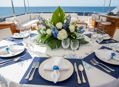 Dark Blue Border pattern Rectangle Placemat, Set of 4