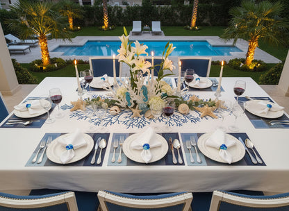 Blue Squares Rectangle Woven Placemat in Blue Gradient, Set of 4