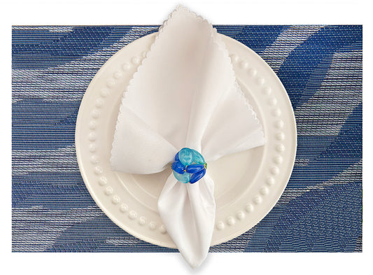 Wave Rectangle Woven Placemat in Blue, Set of 4