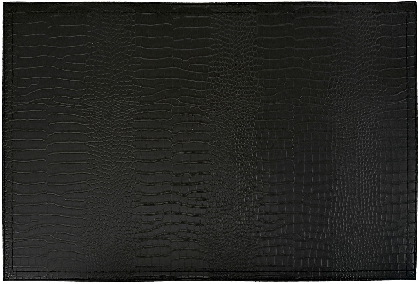 Crocodile Faux Leather Rectangle Placemat in Black, Set of 4