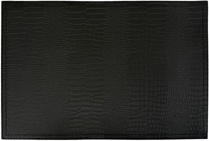 Crocodile Faux Leather Rectangle Placemat in Black, Set of 4