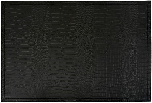 Crocodile Faux Leather Rectangle Placemat in Black, Set of 4