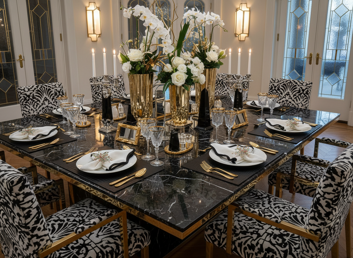 Crocodile Faux Leather Rectangle Placemat in Black, Set of 4