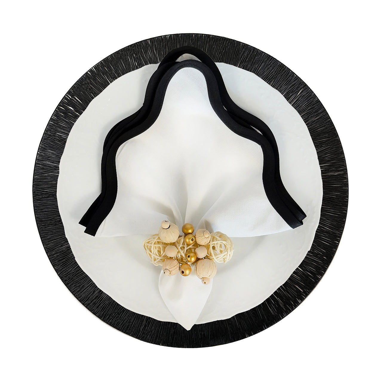 Wish Round Placemat in Black, Set of 4