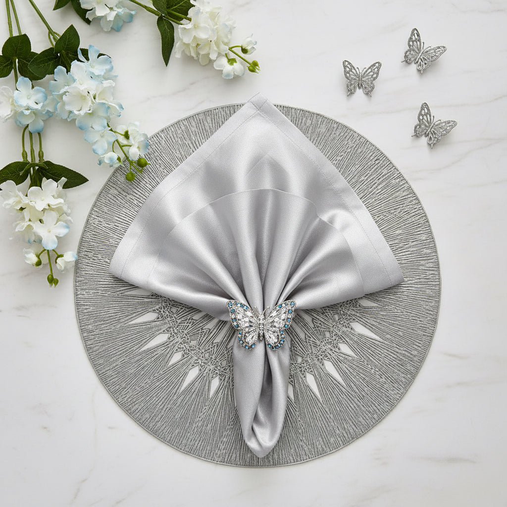 Wish Round Placemat in Silver, Set of 4