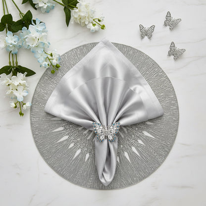 Wish Round Placemat in Silver, Set of 4