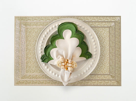 Border Rectangle Placemat in Gold, Set of 4