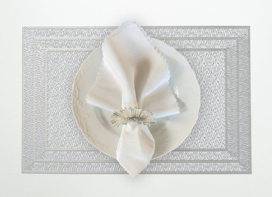 Border Rectangle Placemat in Silver, Set of 4 Silver