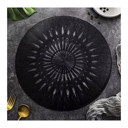 Wish Round Placemat in Black, Set of 4