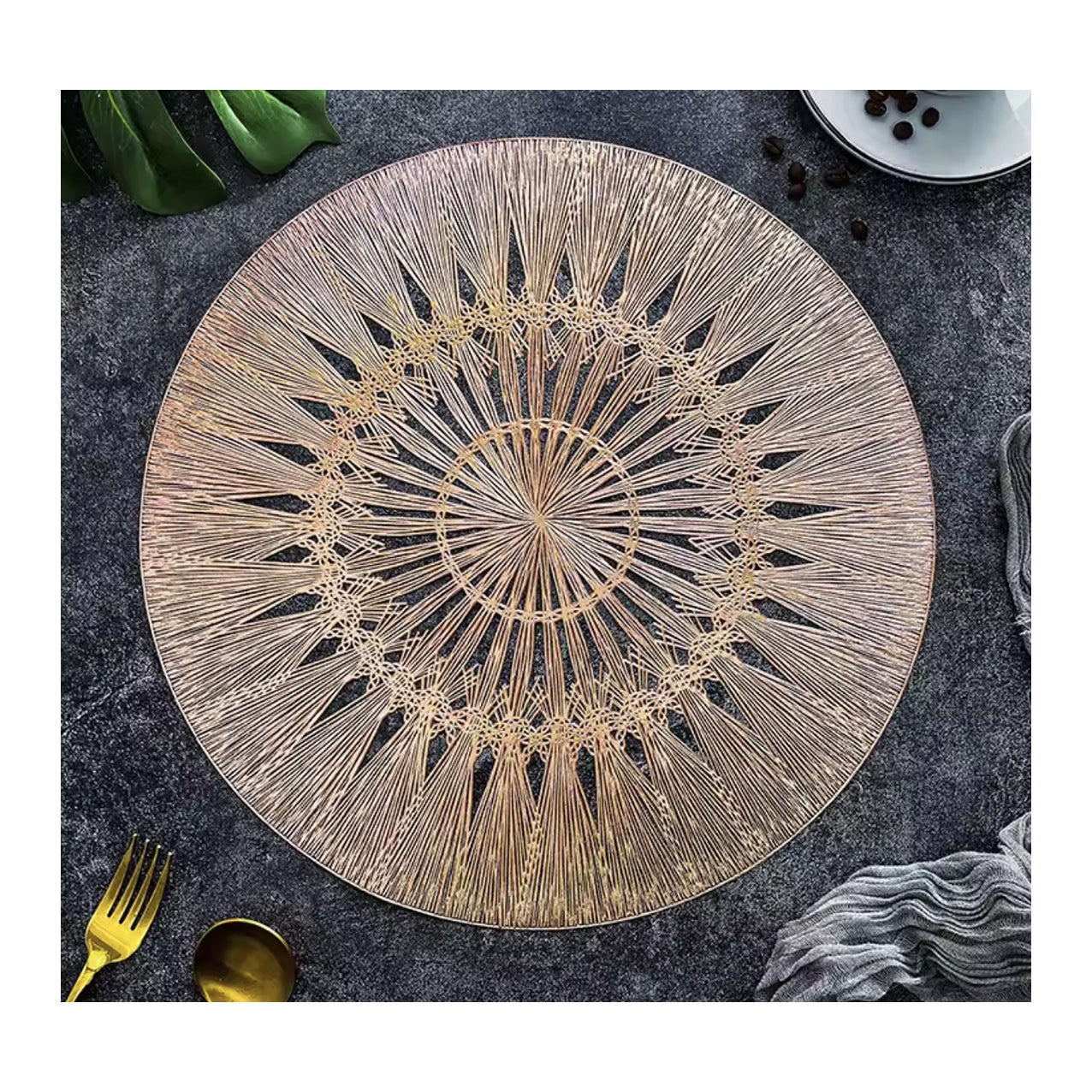 Wish Round Placemat in Rose Gold, Set of 4