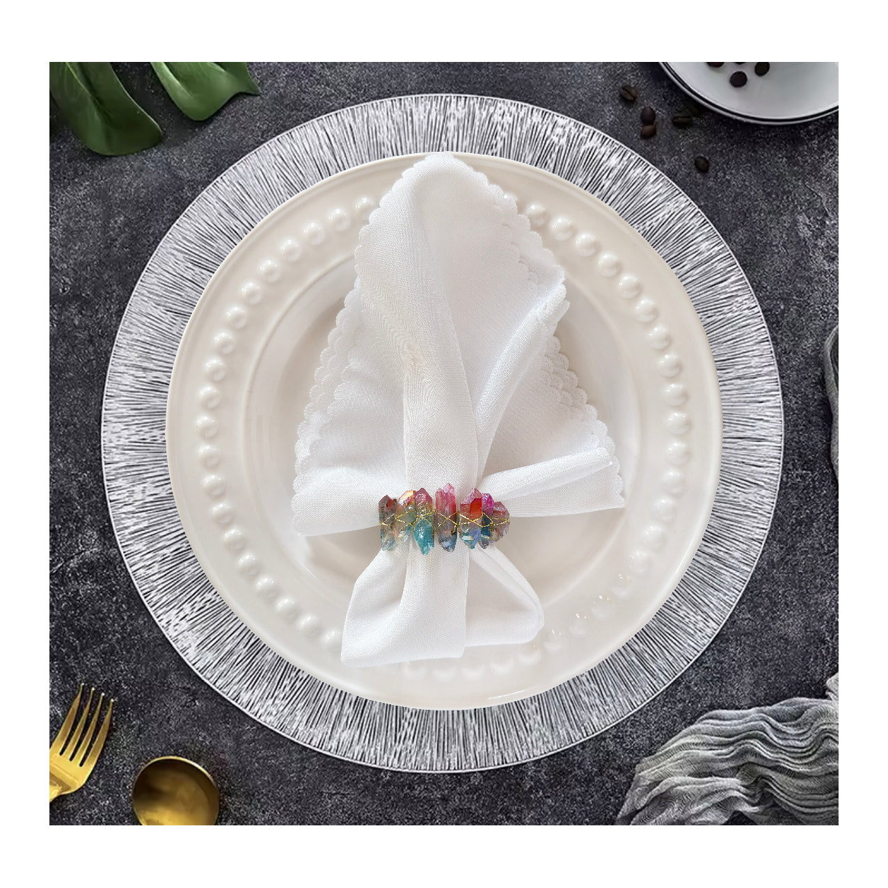 Wish Round Placemat in Silver, Set of 4