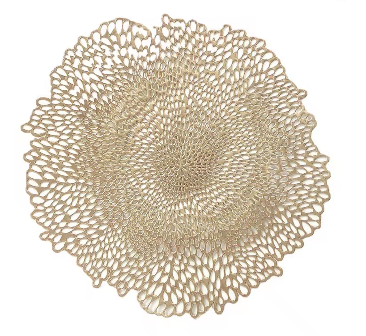 Flower Power Round Placemat in Gold, Set of 4