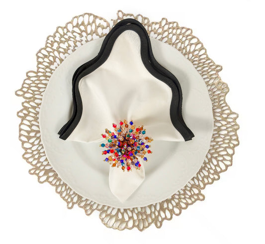 Flower Power Round Placemat in Gold, Set of 4