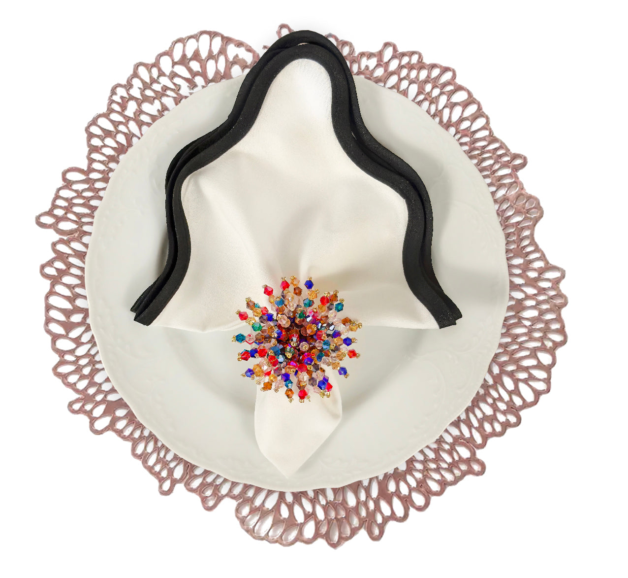 Flower Power Round Placemat in Rose Gold, Set of 4