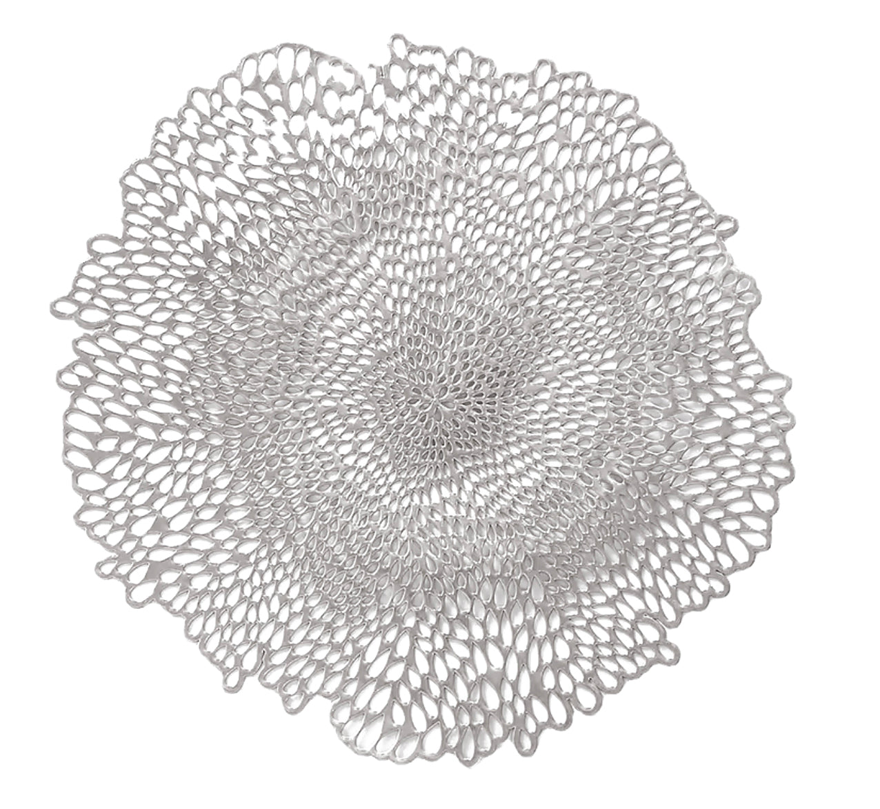 Flower Power Round Placemat in Silver, Set of 4