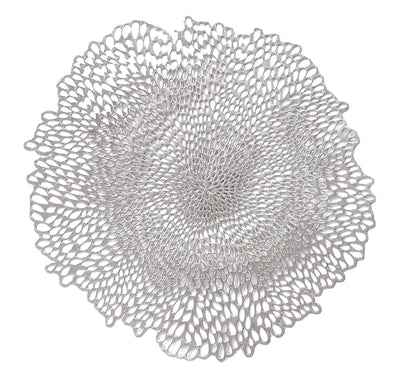 Flower Power Round Placemat in Silver, Set of 4