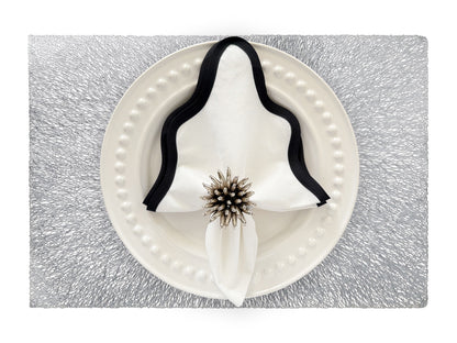 Sunburst Rectangle Placemat in Silver, Set of 4