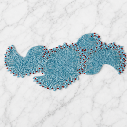 The Azure Beaded Table Runner