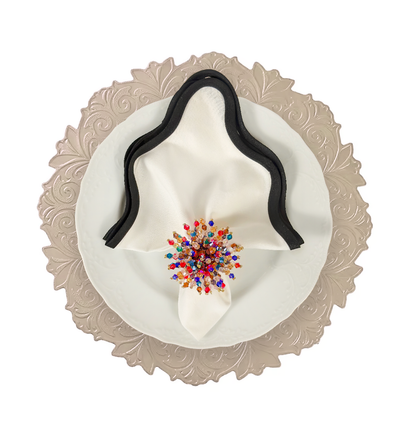 Cream Embossed Faux Leather Round Placemat, Set of 4