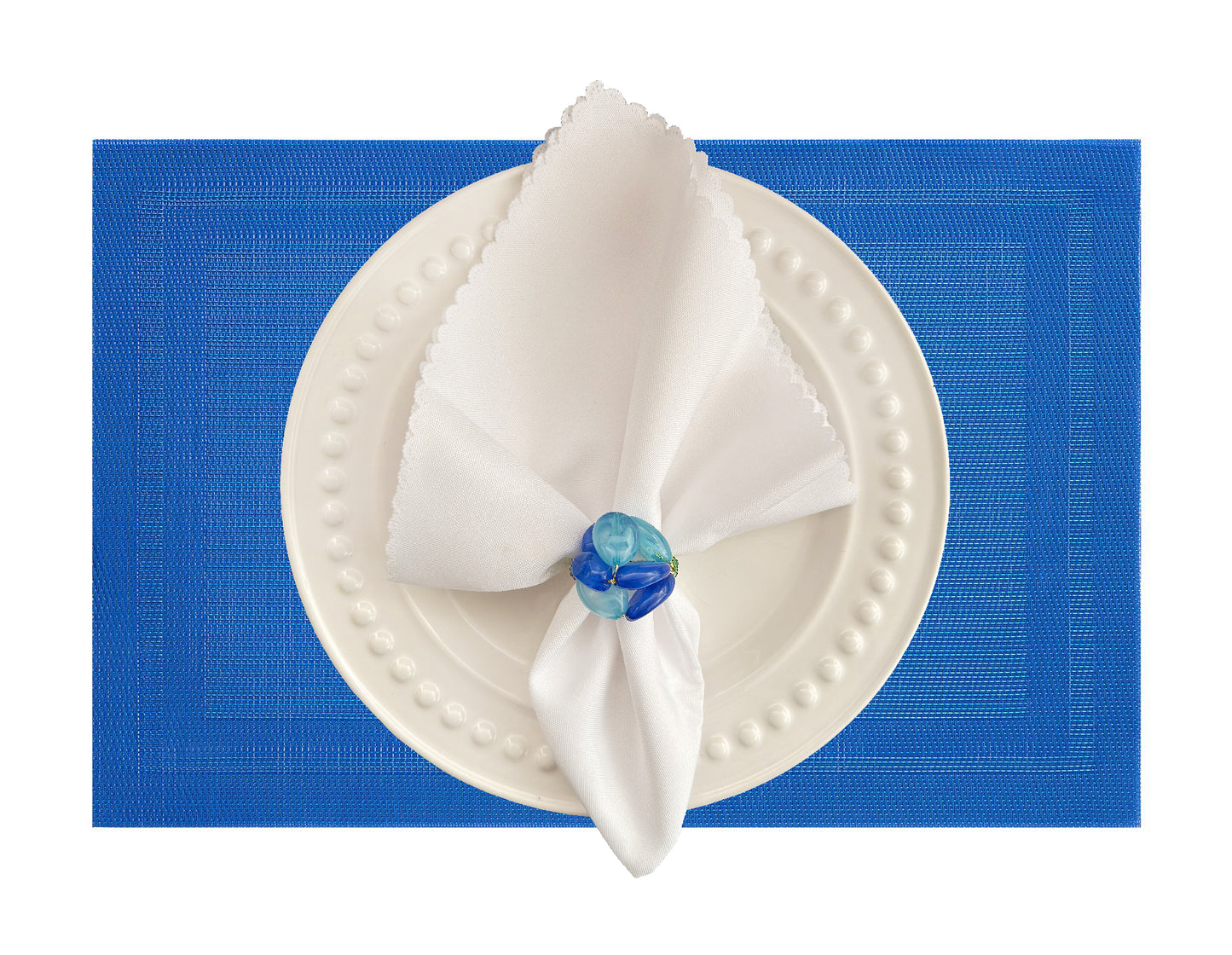 Velvet Feel Rectangle Woven Placemat in Cobalt Blue, Set of 4