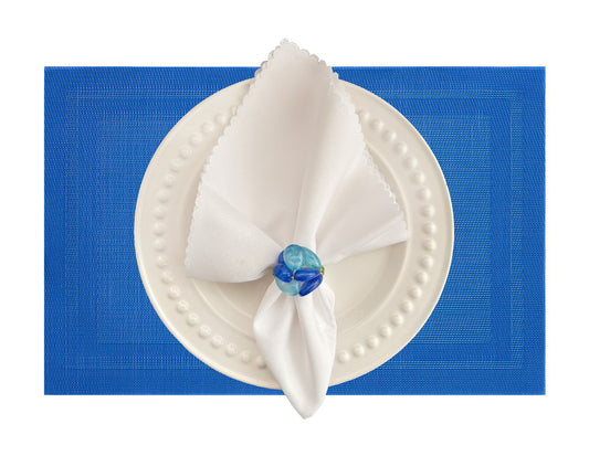 Velvet Feel Rectangle Woven Placemat in Cobalt Blue, Set of 4