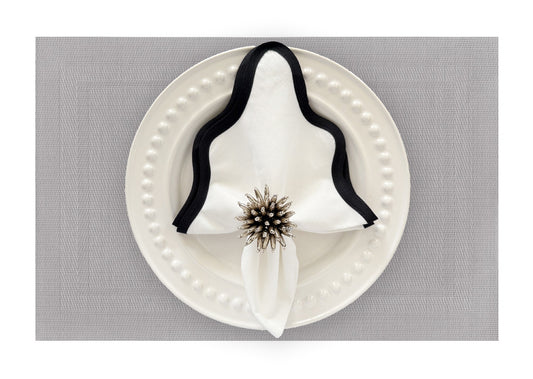 Velvet Feel Rectangle Woven Placemat in Dove Grey, Set of 4