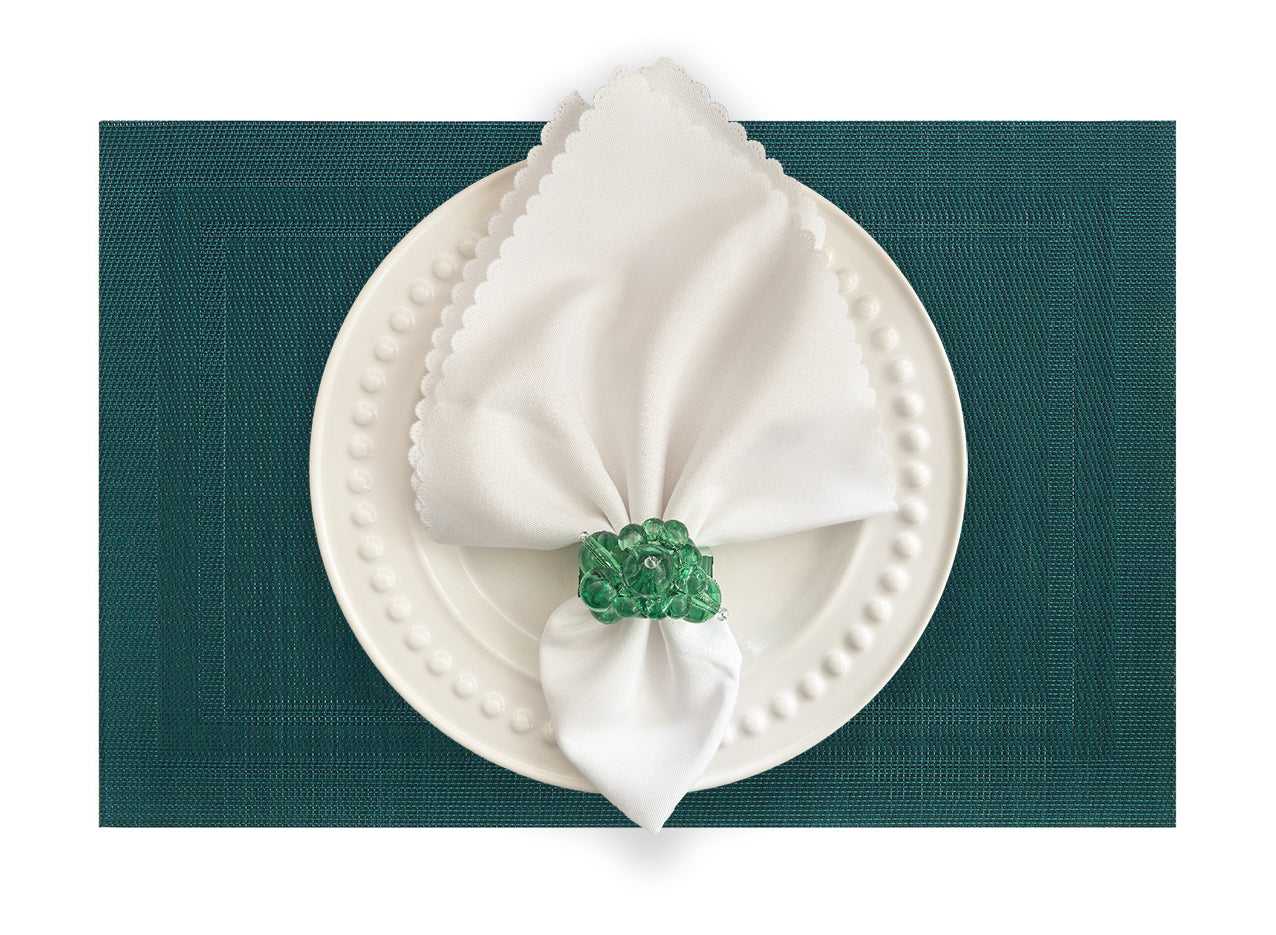 Velvet Feel Rectangle Woven Placemat in Moss Green, Set of 4