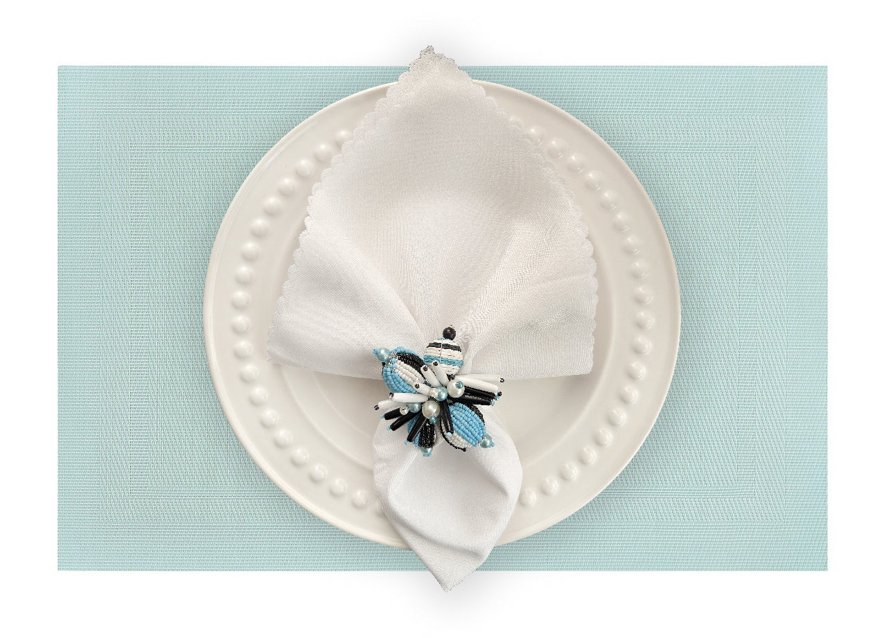 Velvet Feel Rectangle Woven Placemat in Seamoss Blue, Set of 4